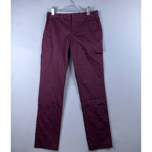 Perry Ellis Chino Pants Mens Size 30X32 Very Slim Mid Rise Flat Front Maroon